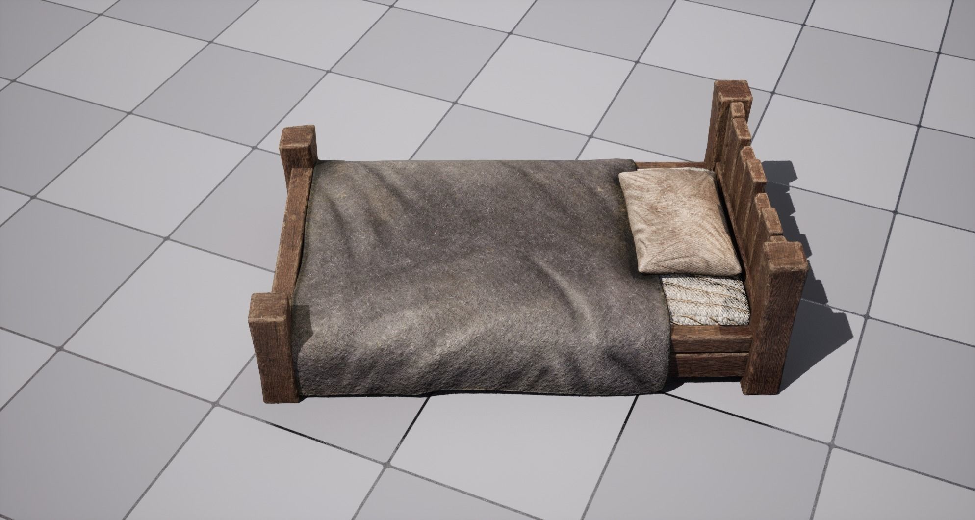 Medieval Bed Low-poly 3D model_1