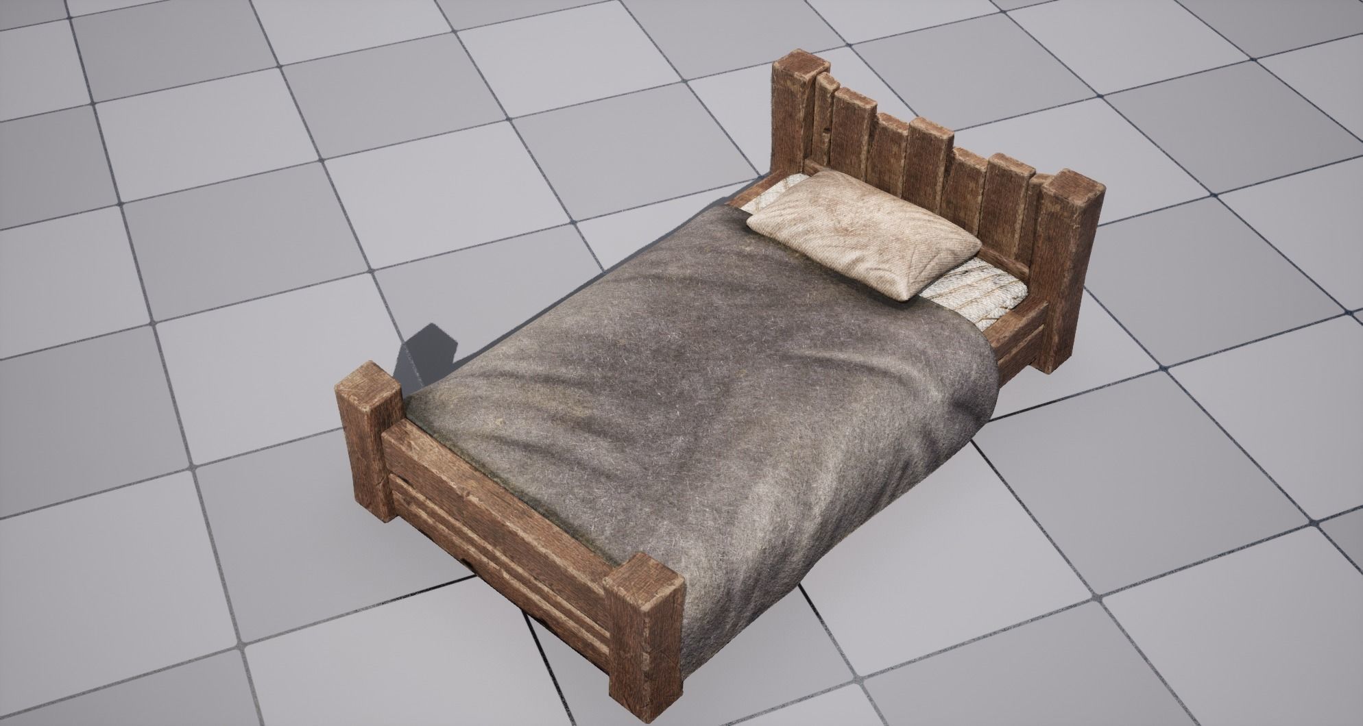 Medieval Bed Low-poly 3D model_7