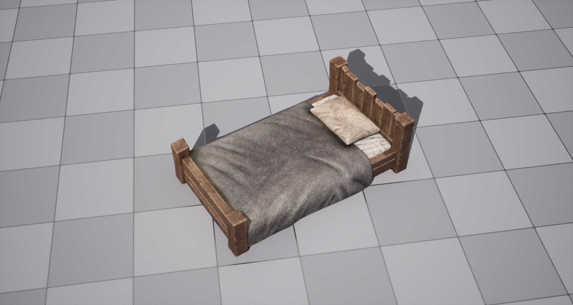 Medieval Bed Low-poly 3D model_6
