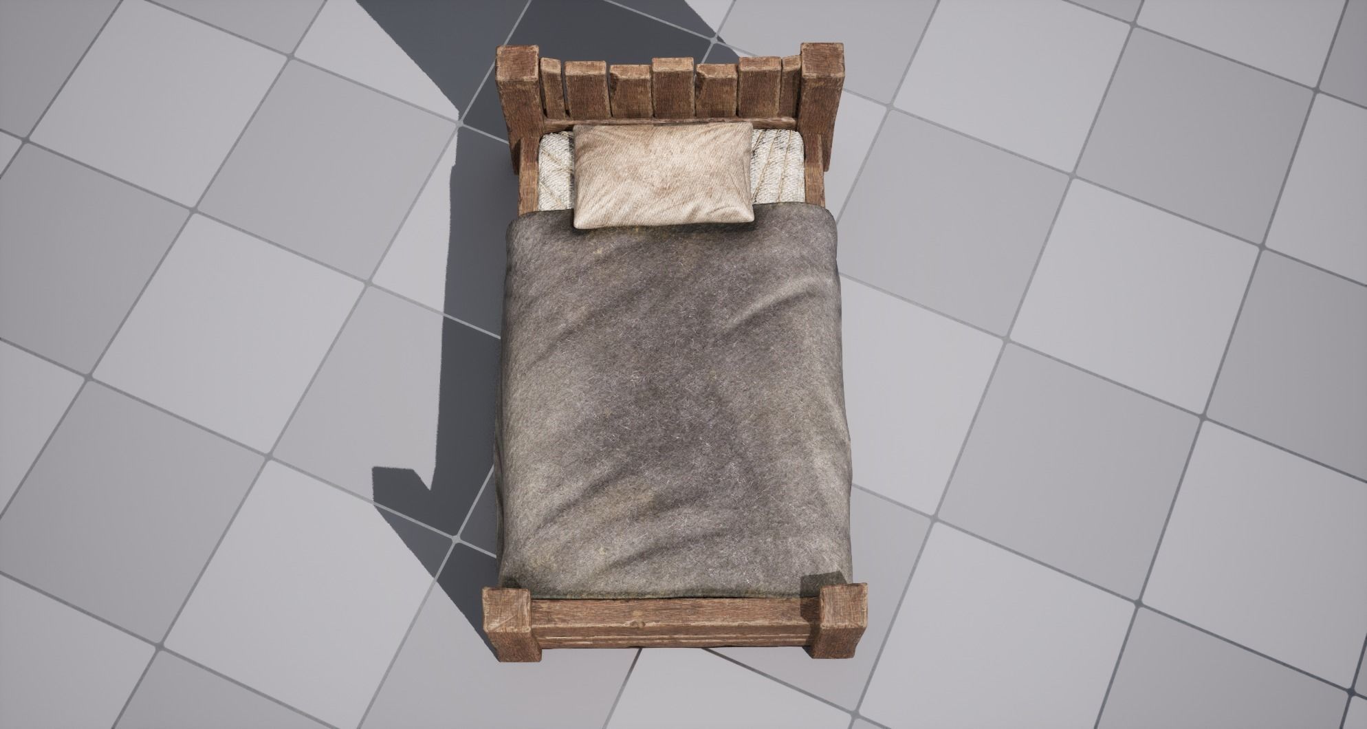 Medieval Bed Low-poly 3D model_5