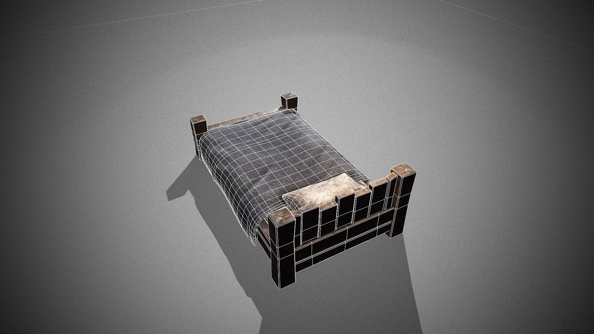 Medieval Bed Low-poly 3D model_12
