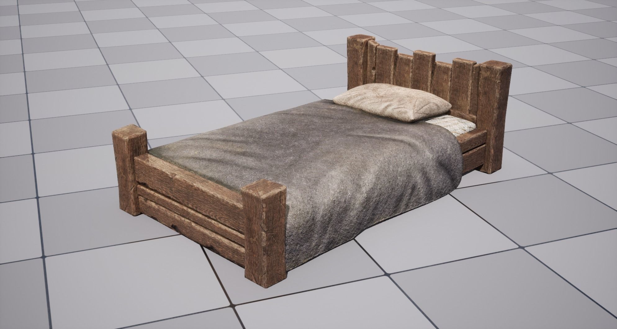 Medieval Bed Low-poly 3D model_19