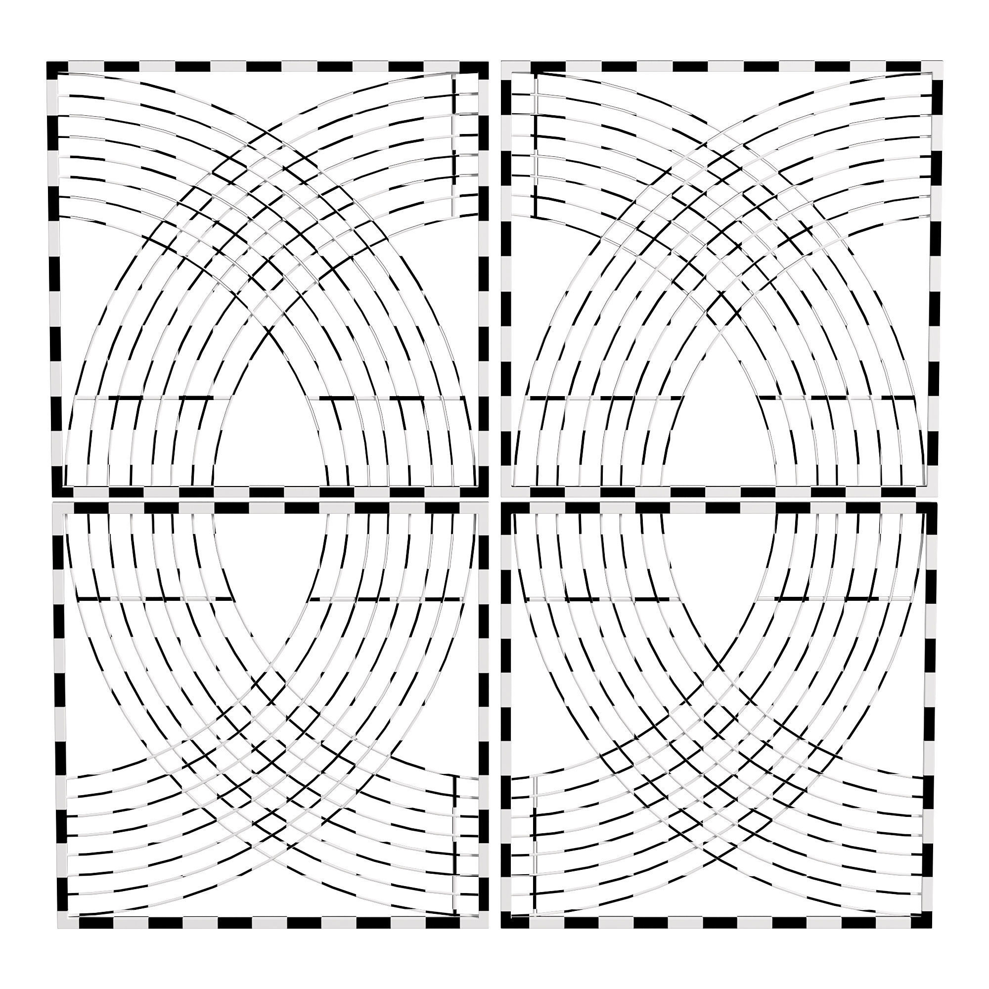 Etta avenue metal lines wall decor 3D model_4