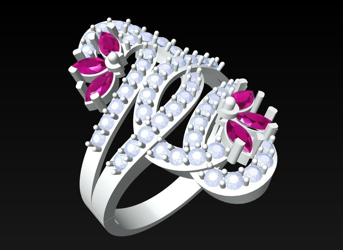 Diamond Ring - Womens Rings - N2342 3D print model_3