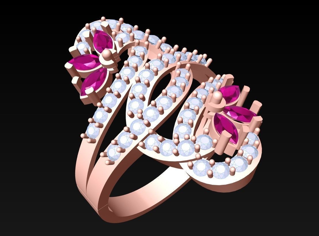 Diamond Ring - Womens Rings - N2342 3D print model_2