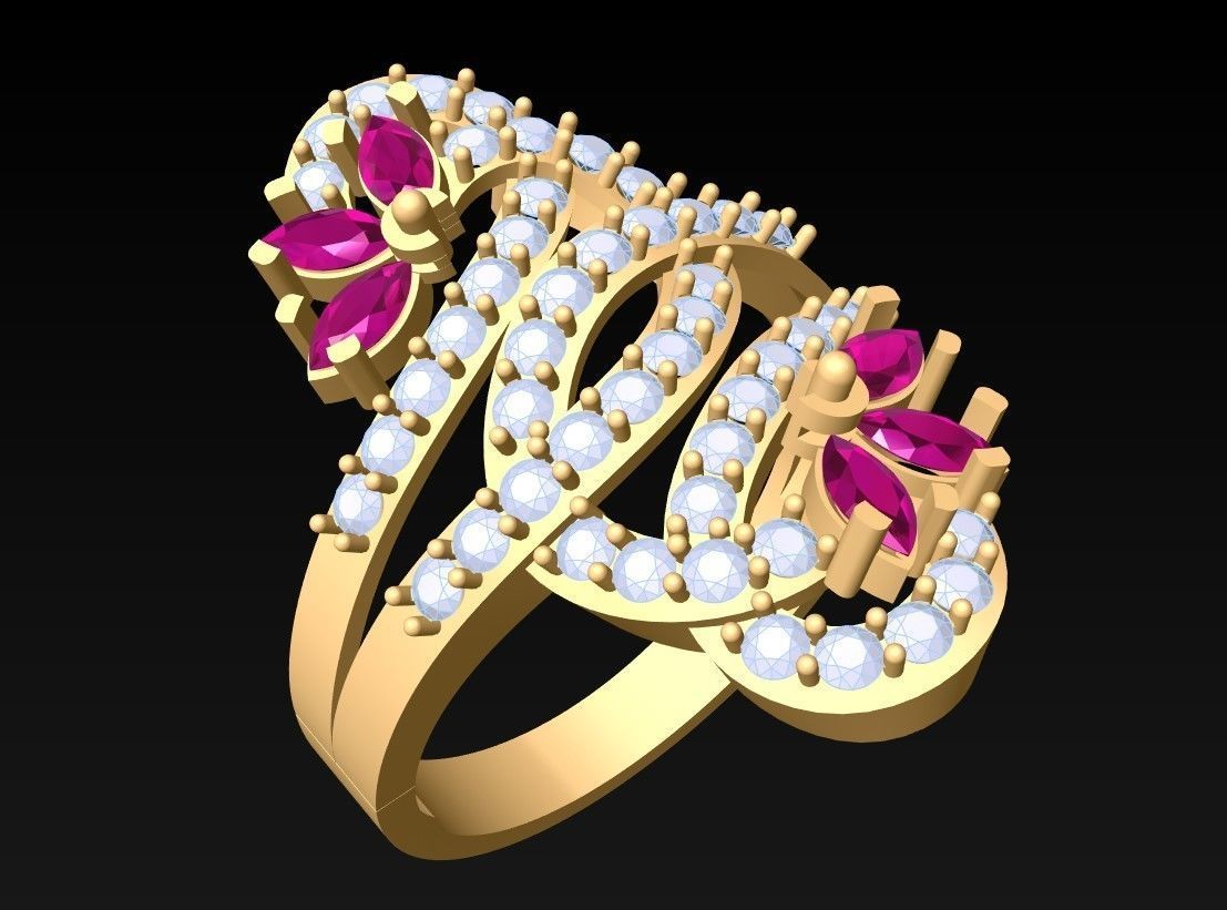 Diamond Ring - Womens Rings - N2342 3D print model_1