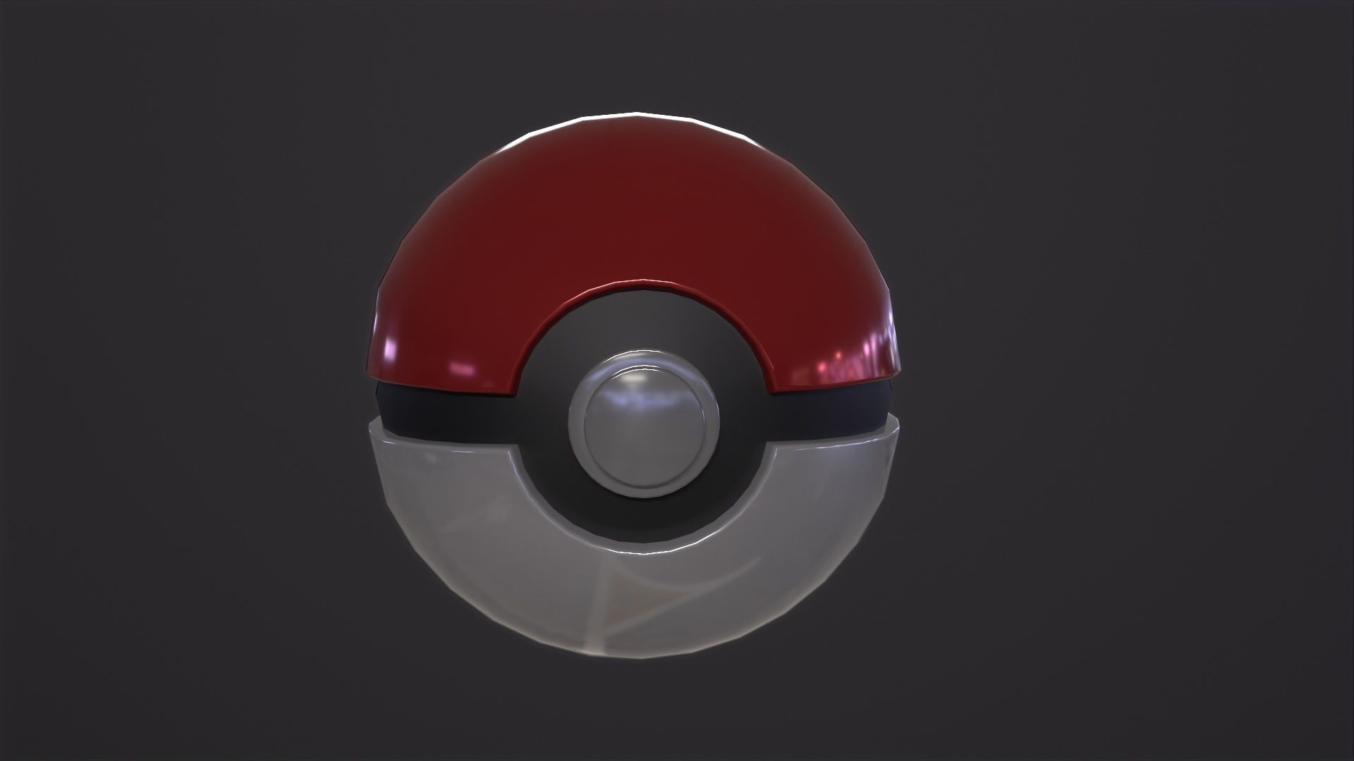 Realistic pokeball 3D Model Low-poly 3D model_3