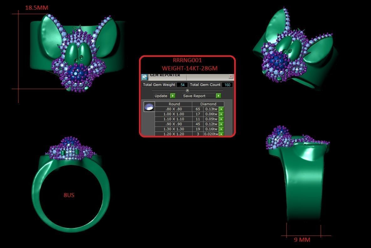 mickey mouse ring 3D print model_2