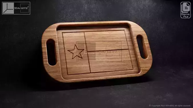 Texas Flag Tray With Handles - CNC Files for Wood