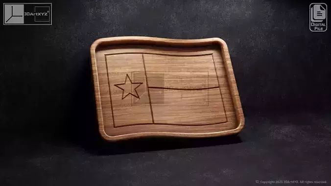 Texas Wavy Flag Tray - CNC Files for Wood 3D model