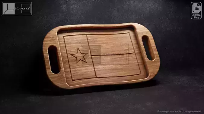 Texas Wavy Flag Tray With Handles - CNC Files for Wood