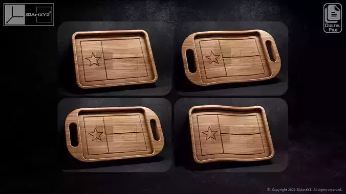 Texas Flag Trays Pack - CNC Files for Wood