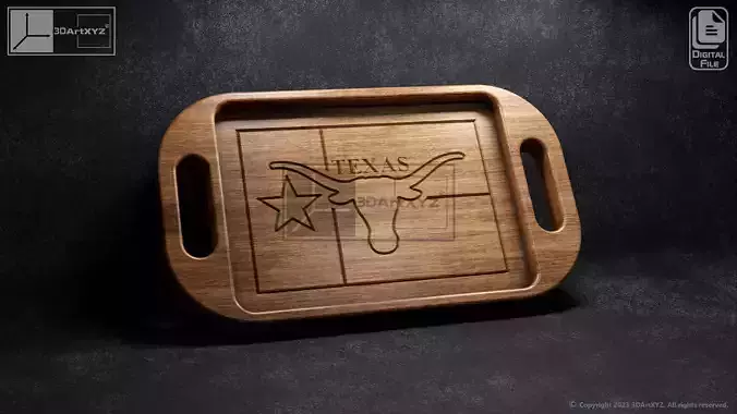 Texas Longhorns Flag Tray With Handles - CNC Files for Wood
