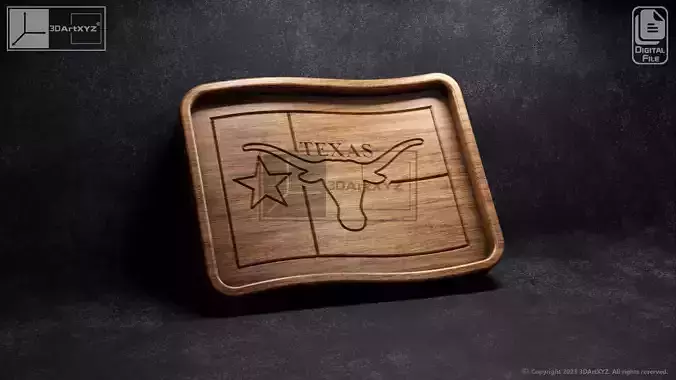 Texas Longhorns Wavy Flag Tray - CNC Files for Wood