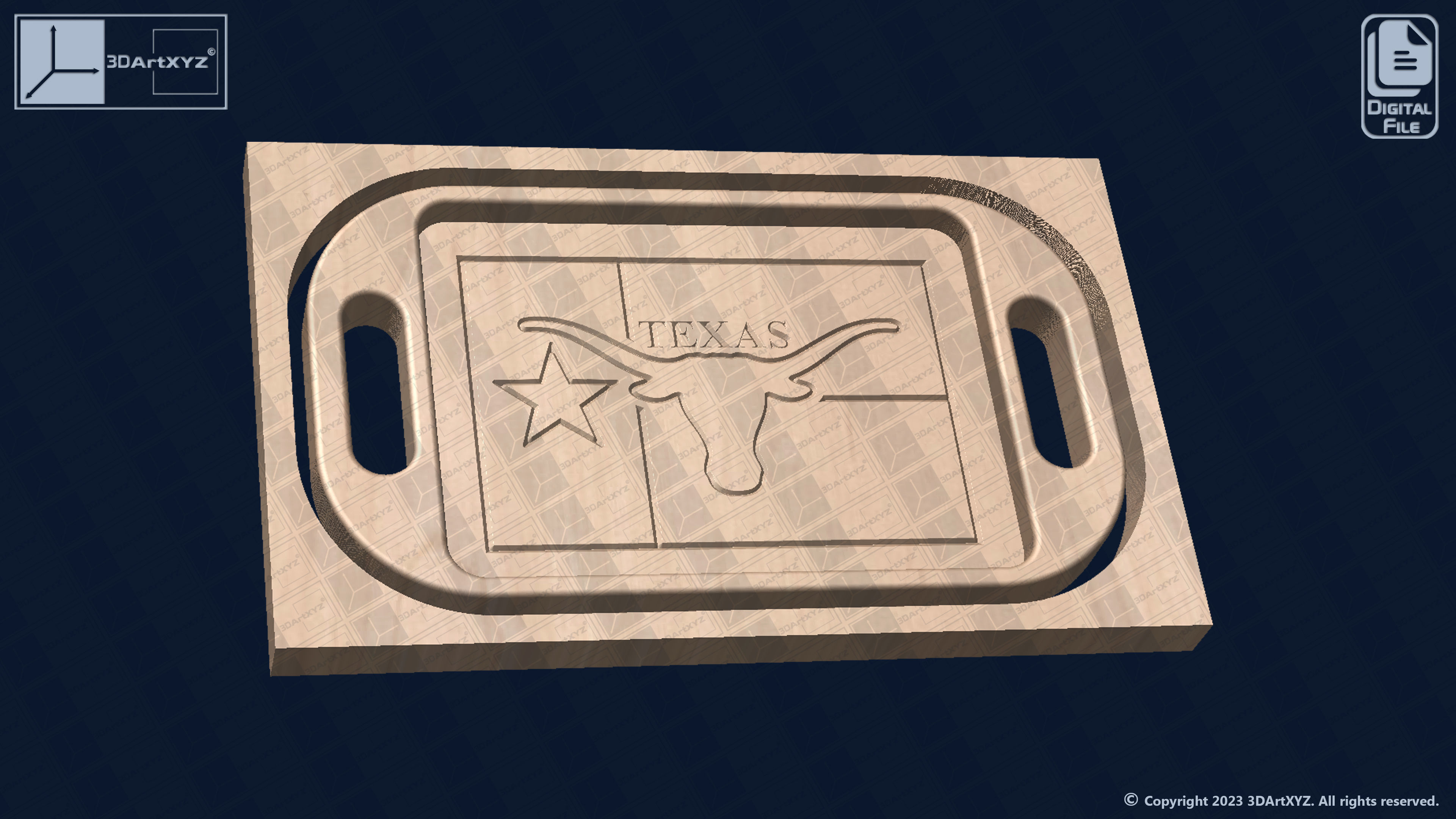 Texas Longhorns Flag Trays Pack - CNC Files for Wood 3D model_6