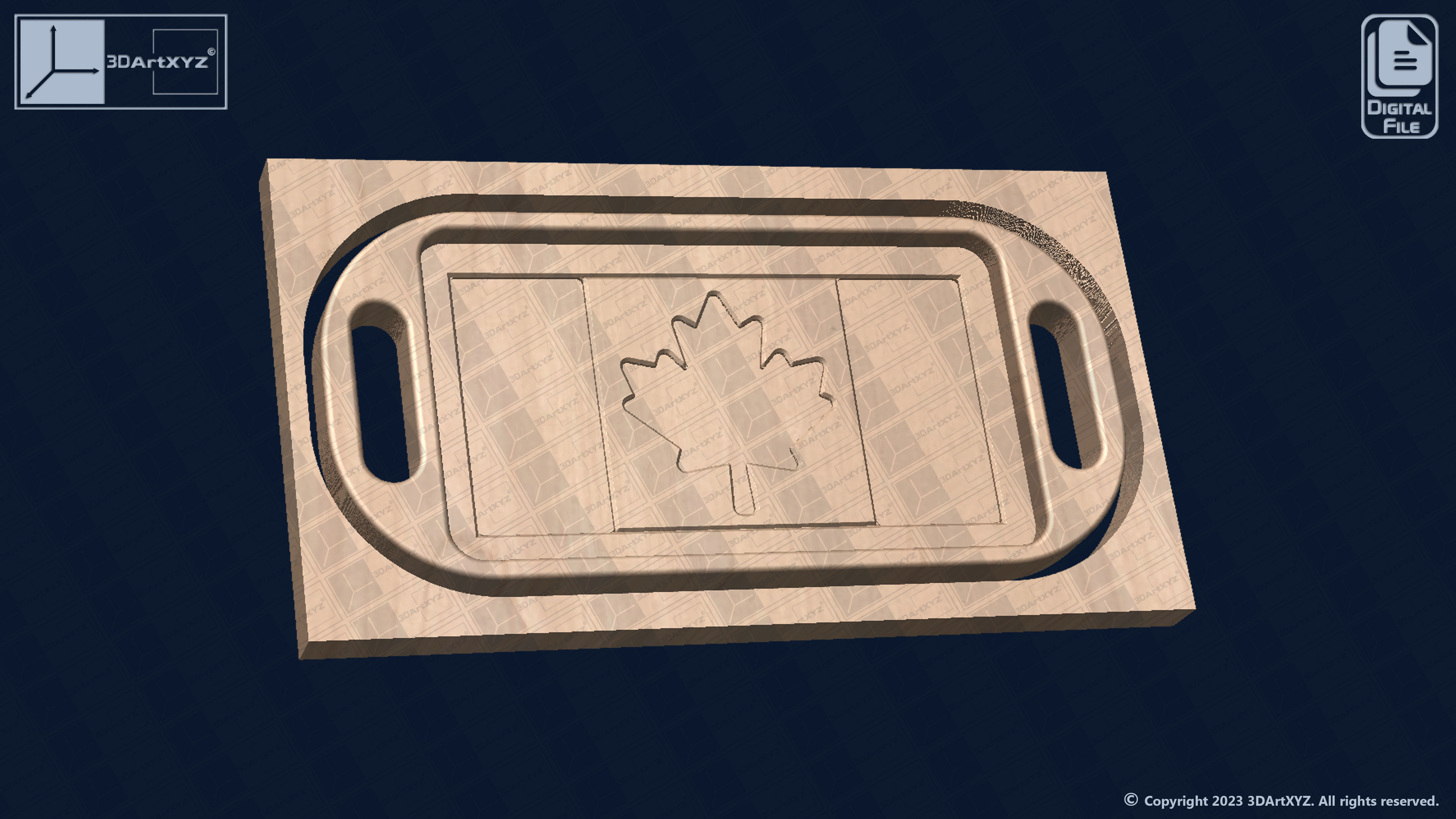 Canada Flag Tray With Handles - CNC Files for Wood 3D model_1