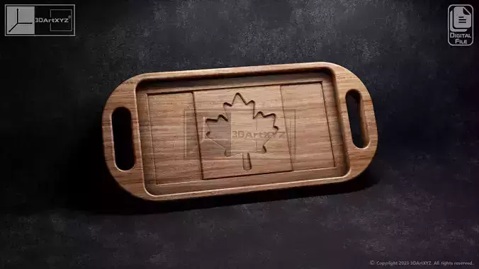 Canada Flag Tray With Handles - CNC Files for Wood 3D model