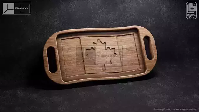 Canada Wavy Flag Tray With Handles - CNC Files for Wood 3D model