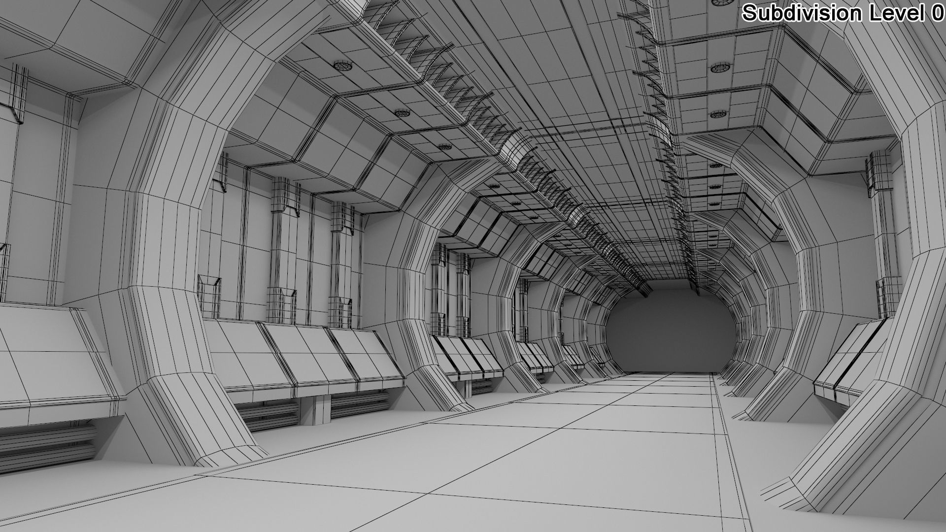 Sci-Fi Futuristic Corridor 3D model_6