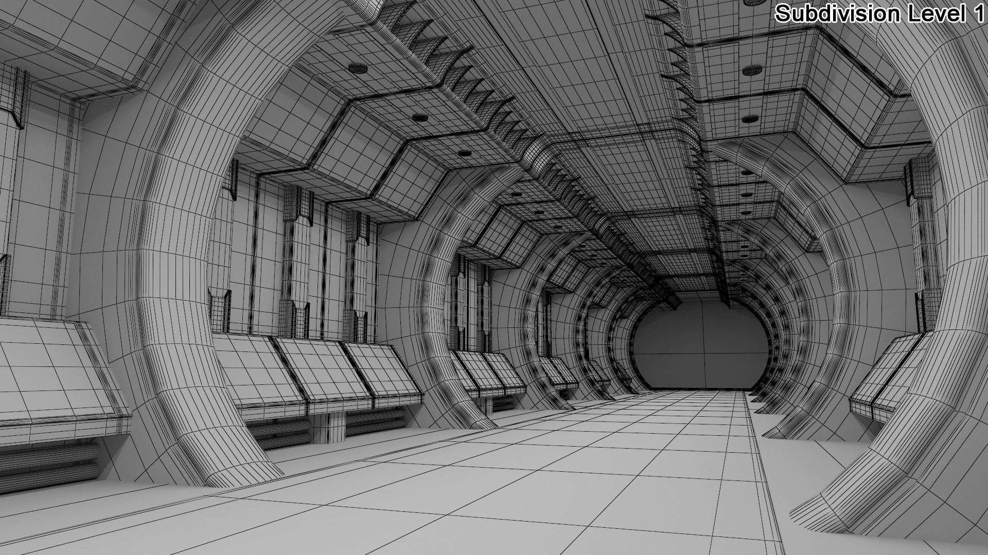 Sci-Fi Futuristic Corridor 3D model_7