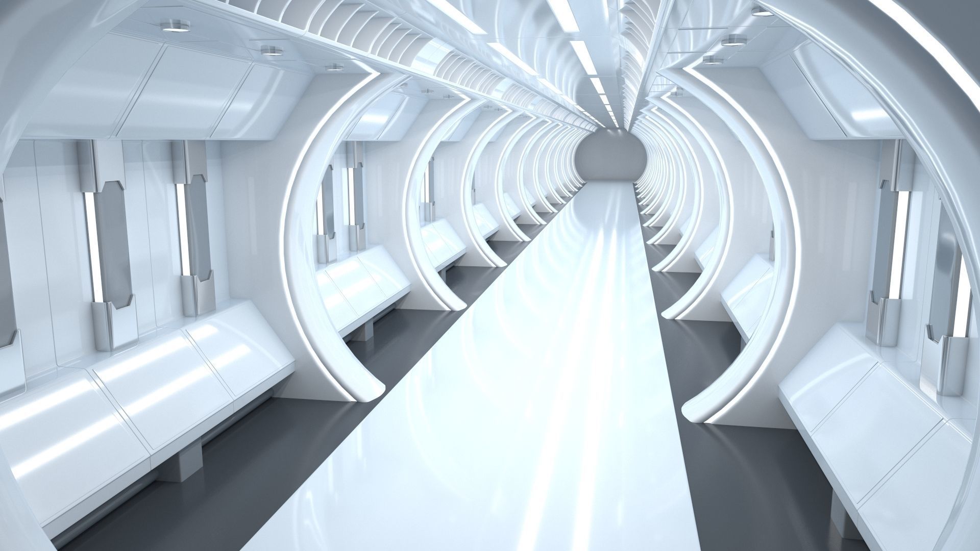 Sci-Fi Futuristic Corridor 3D model_2