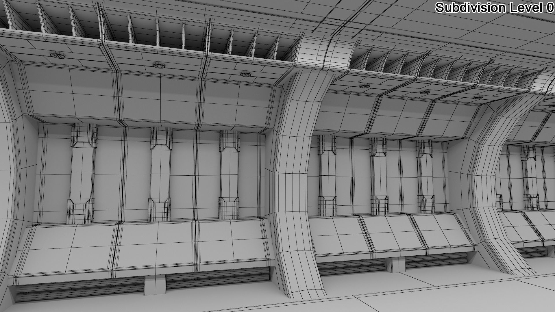 Sci-Fi Futuristic Corridor 3D model_8