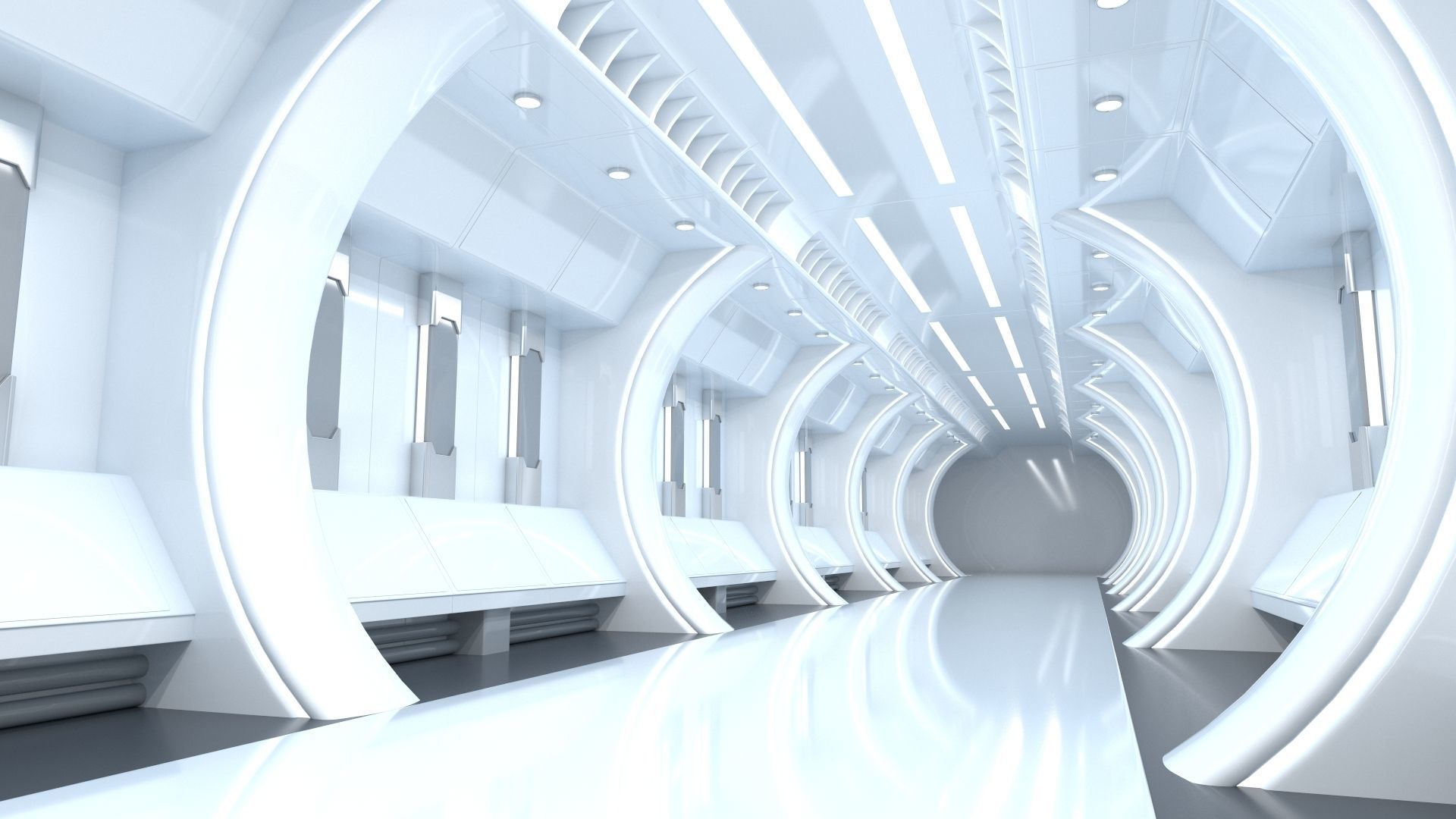 Sci-Fi Futuristic Corridor 3D model_1