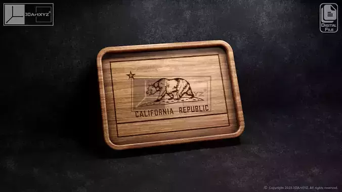 California Flag Tray - CNC Files for Wood 3D model
