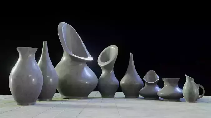 Photorealistic Vase Set 3D model