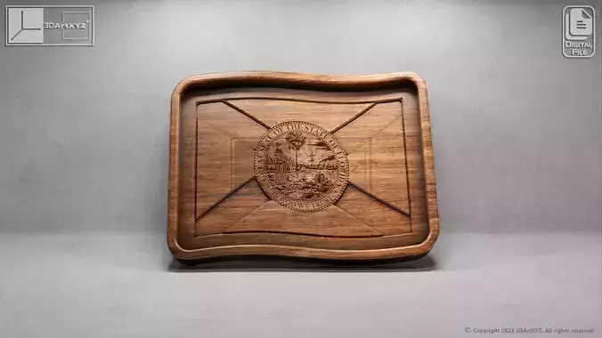 Florida Wavy Flag Tray - CNC Files for Wood 3D model
