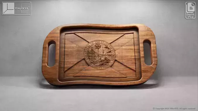 Florida Wavy Flag Tray With Handles - CNC Files for Wood