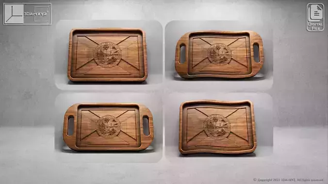 Florida Flag Trays Pack - CNC Files for Wood