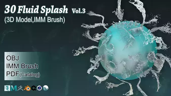 30 Fluid Splash 3D Model IMM Brush Vol 3 3D model