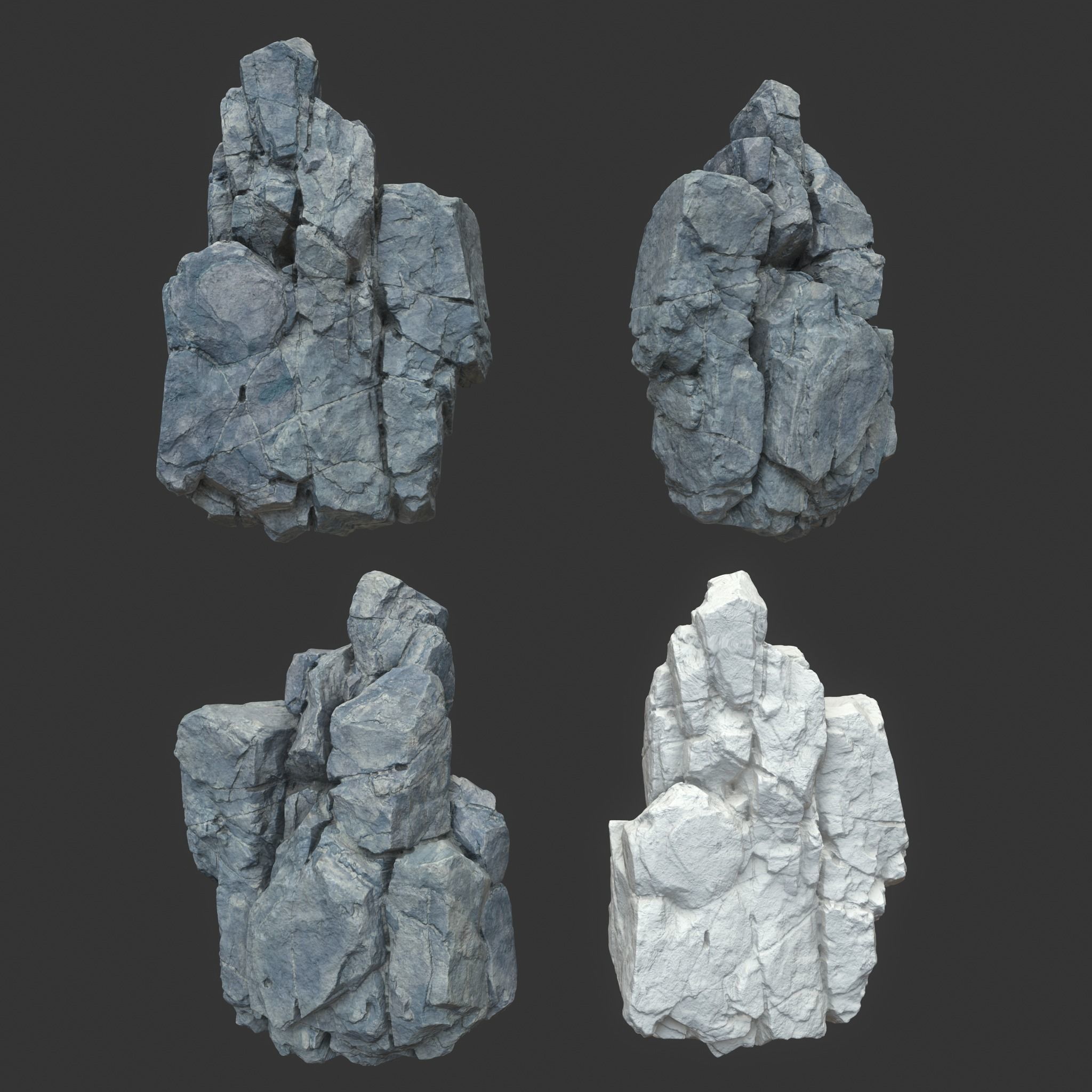 Low poly Gray Modular Rock 230706 Low-poly 3D model_17