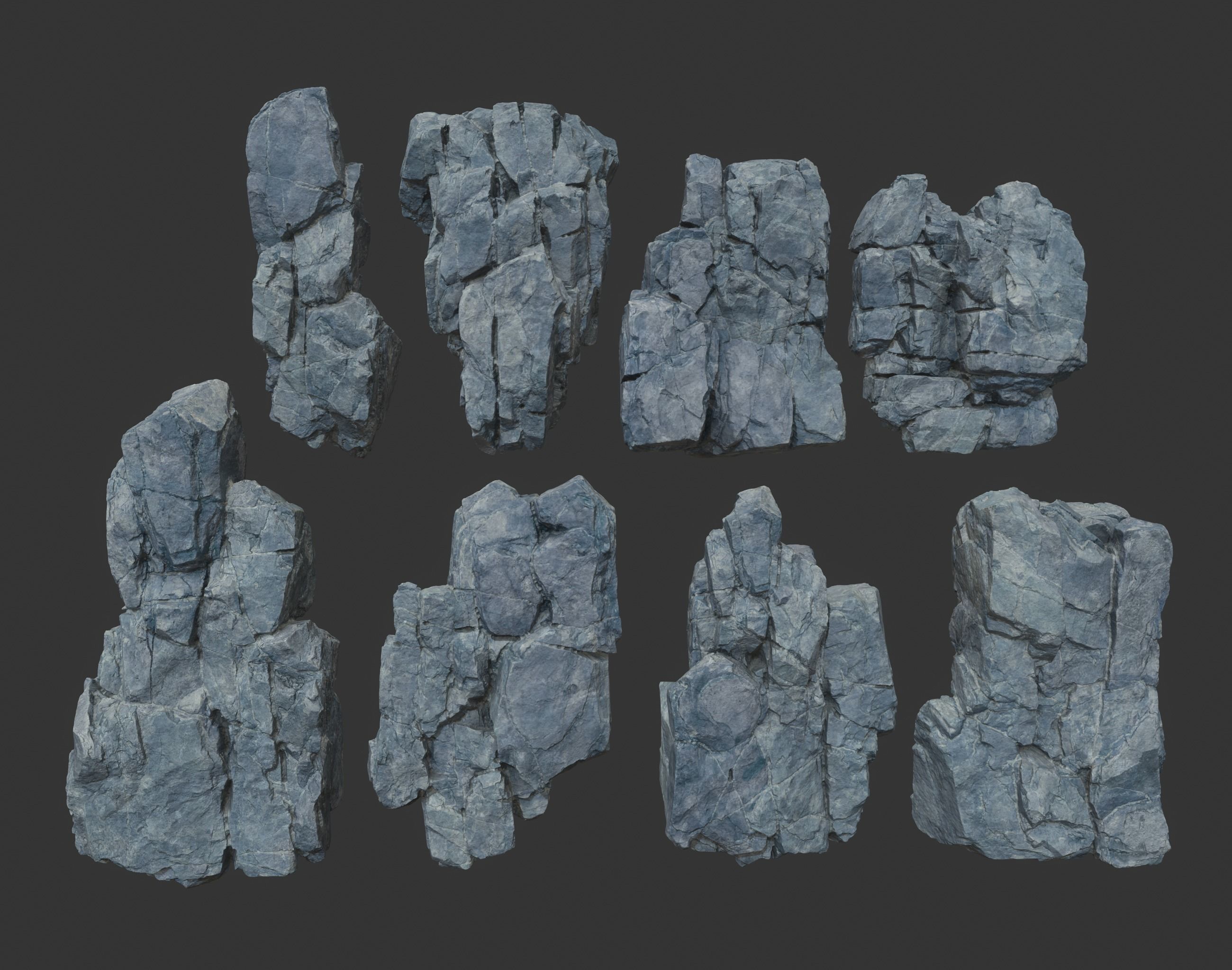 Low poly Gray Modular Rock 230706 Low-poly 3D model_2