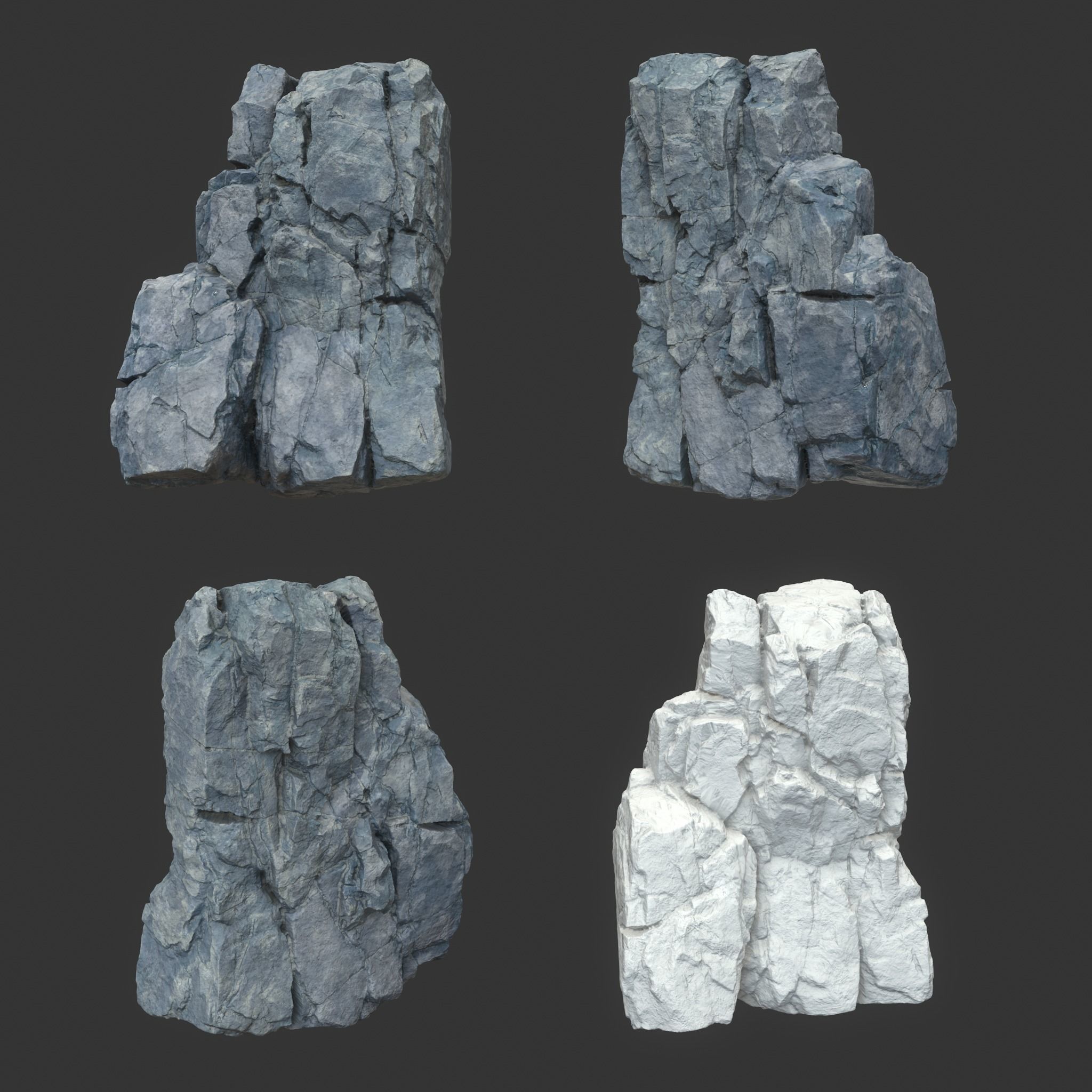 Low poly Gray Modular Rock 230706 Low-poly 3D model_21
