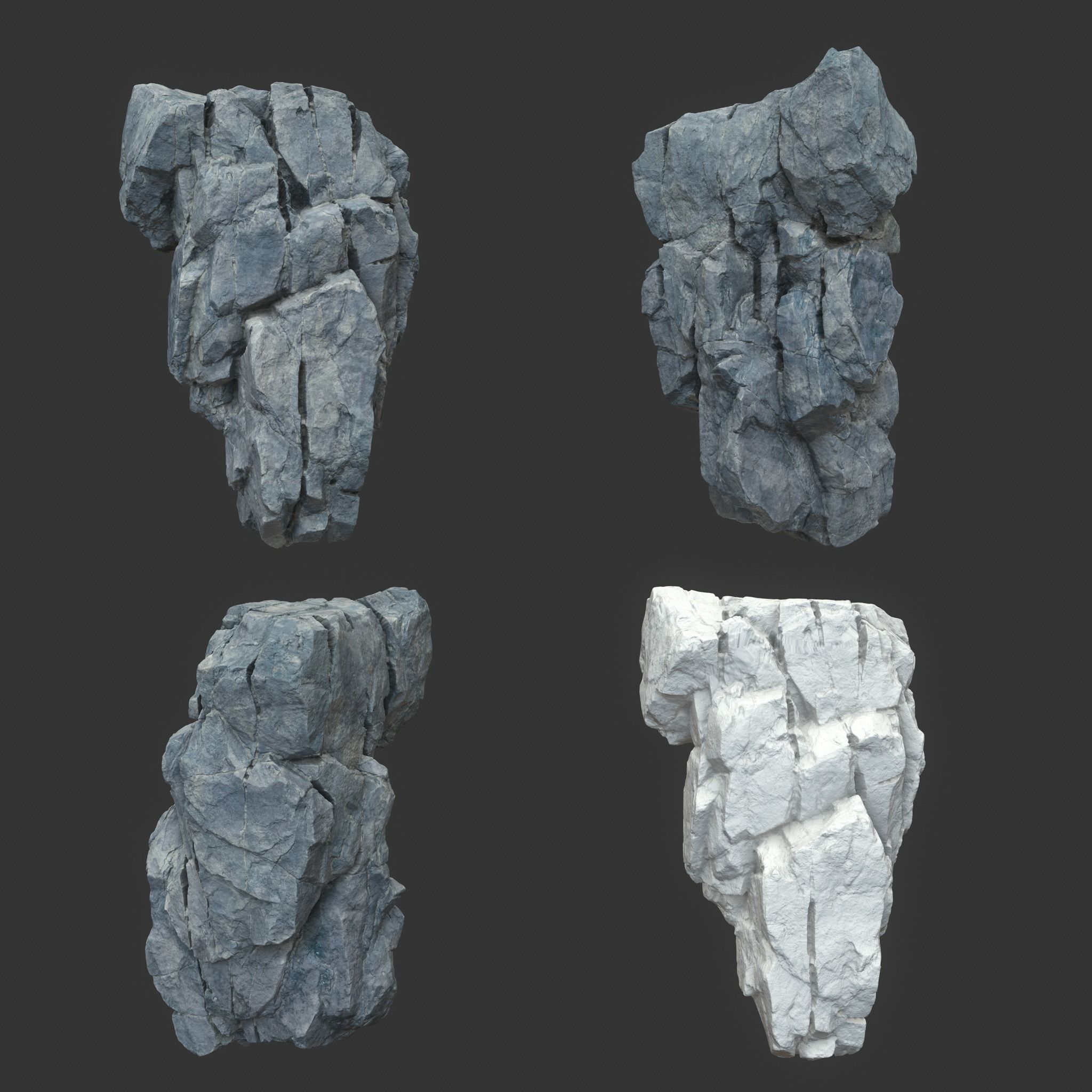 Low poly Gray Modular Rock 230706 Low-poly 3D model_9