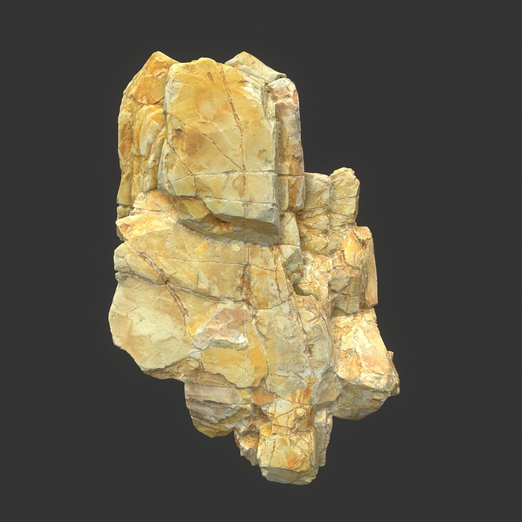 Low poly Yellow Modular Rock 230706 Low-poly 3D model_12