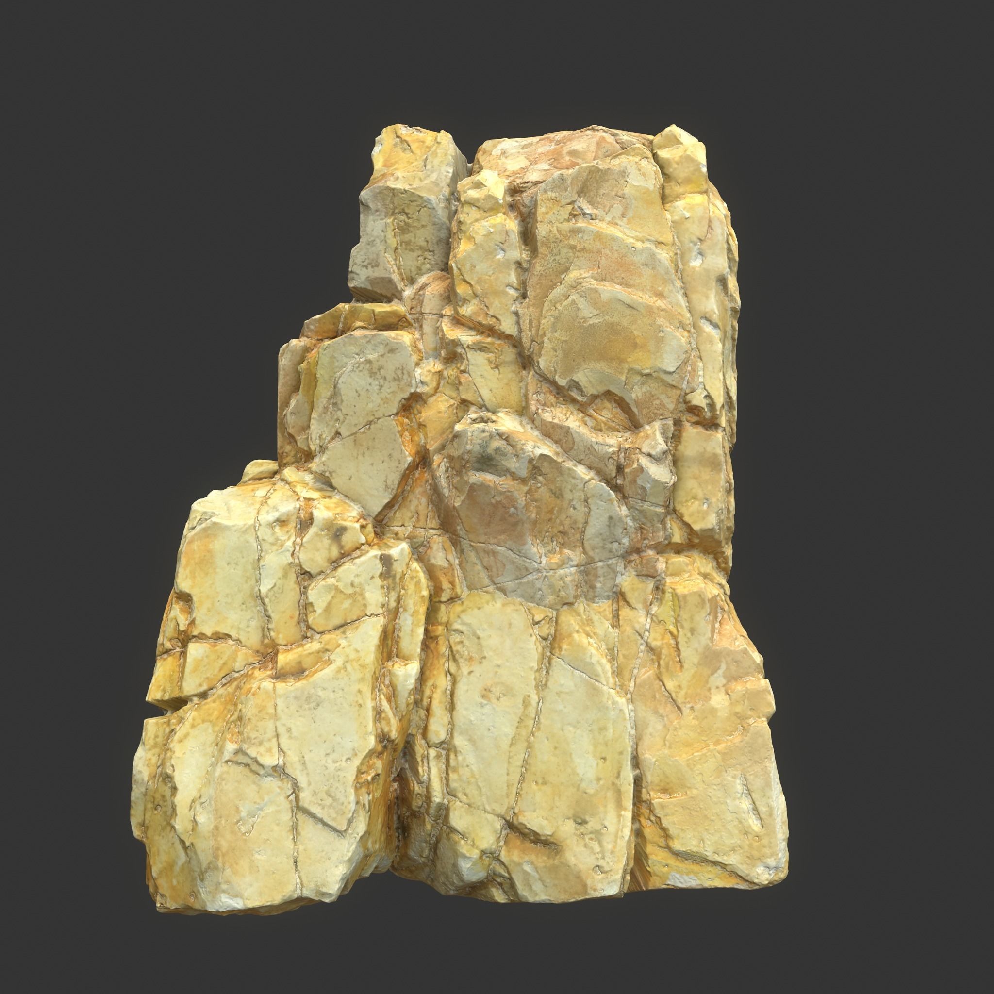 Low poly Yellow Modular Rock 230706 Low-poly 3D model_20