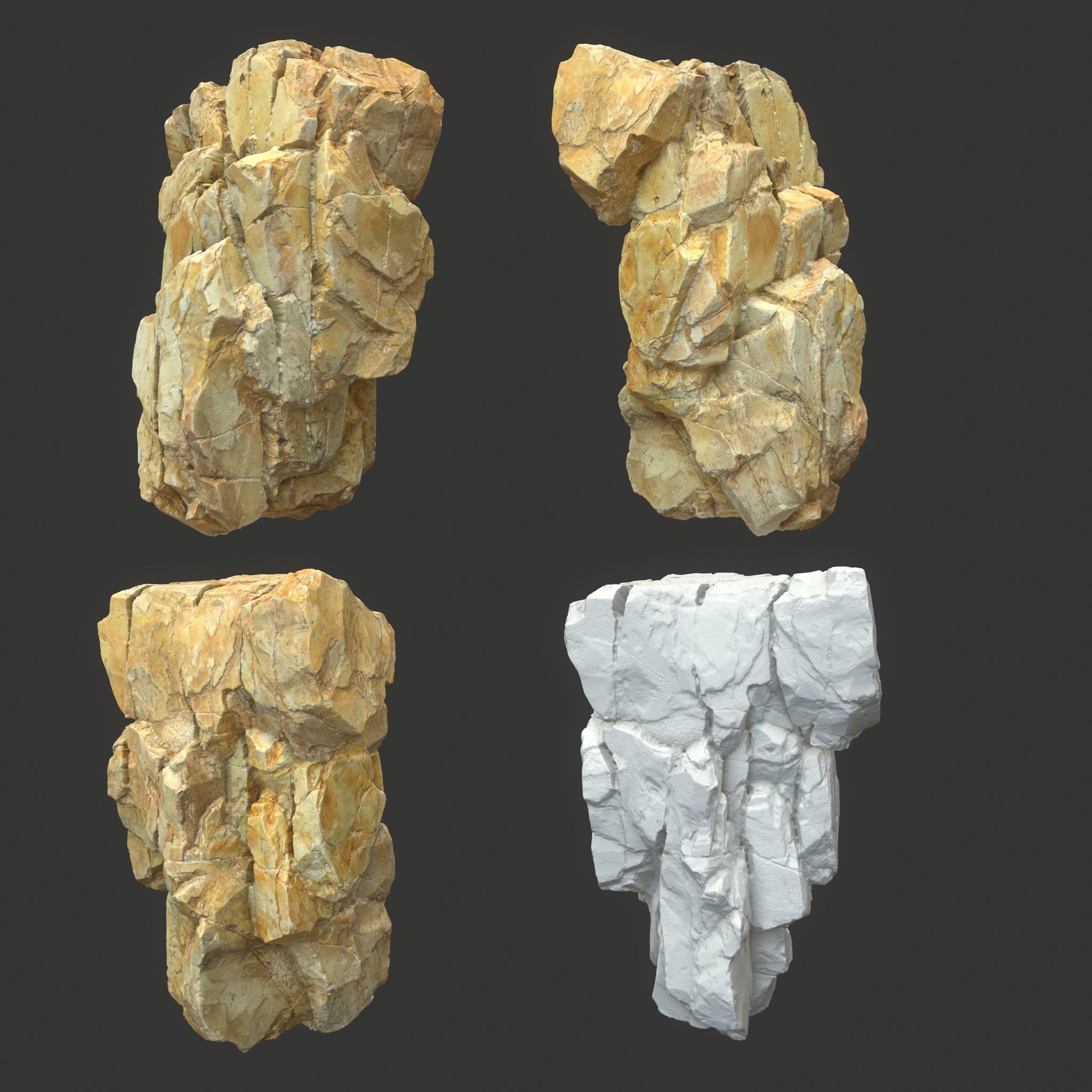 Low poly Yellow Modular Rock 230706 Low-poly 3D model_9