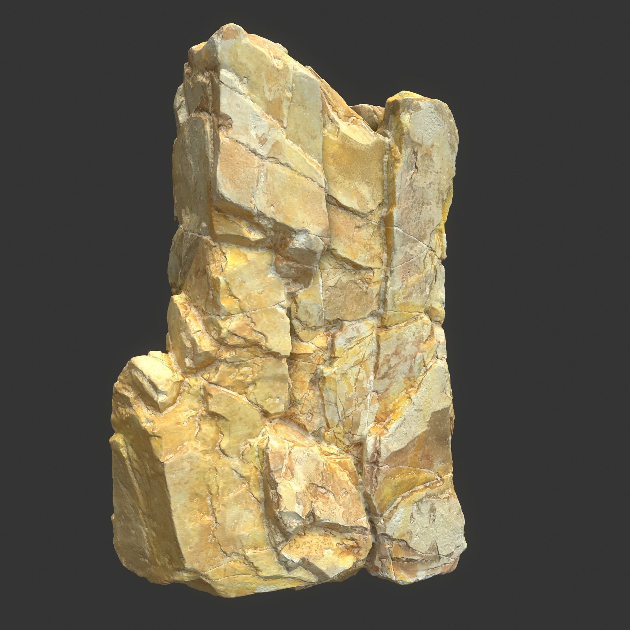 Low poly Yellow Modular Rock 230706 Low-poly 3D model_6