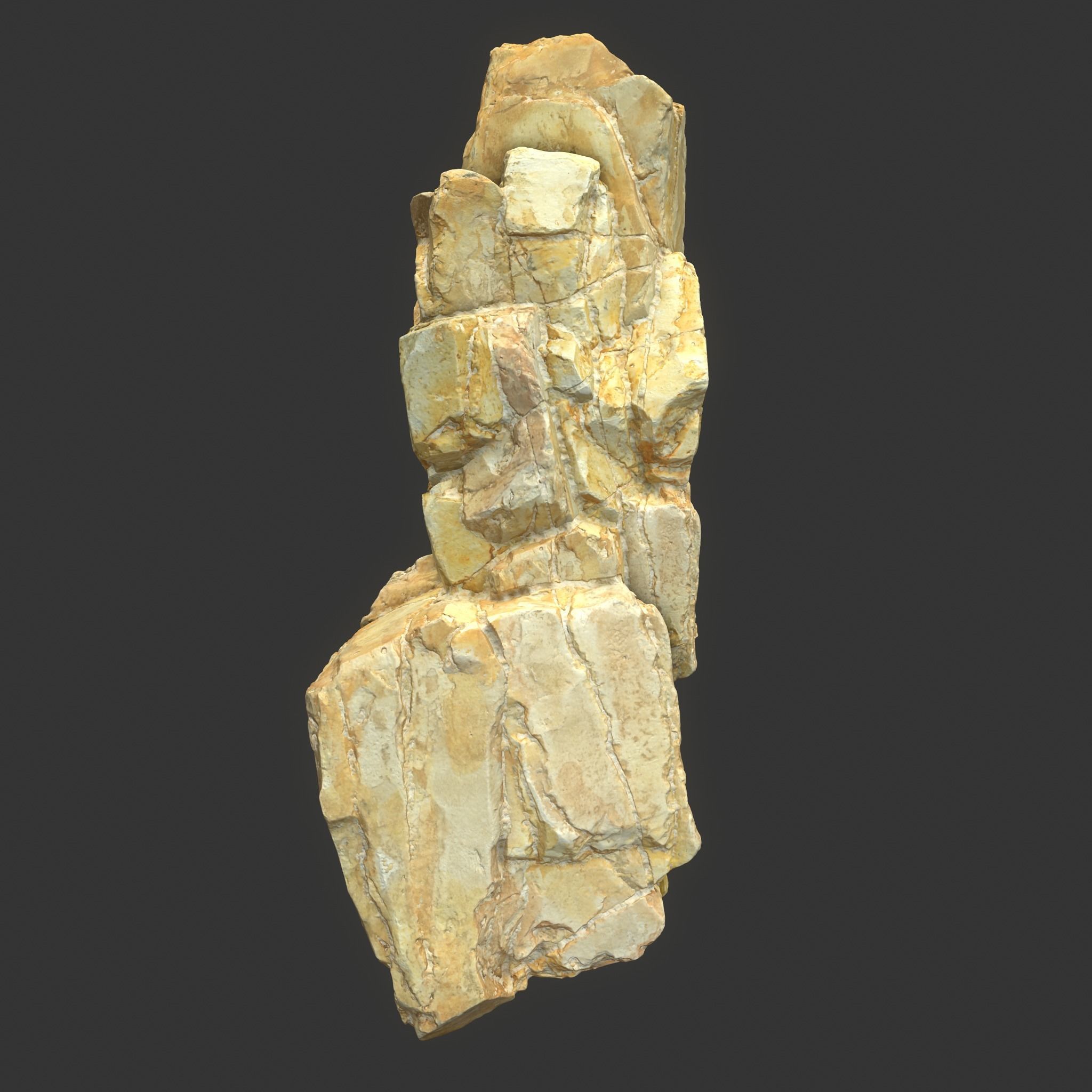 Low poly Yellow Modular Rock 230706 Low-poly 3D model_18