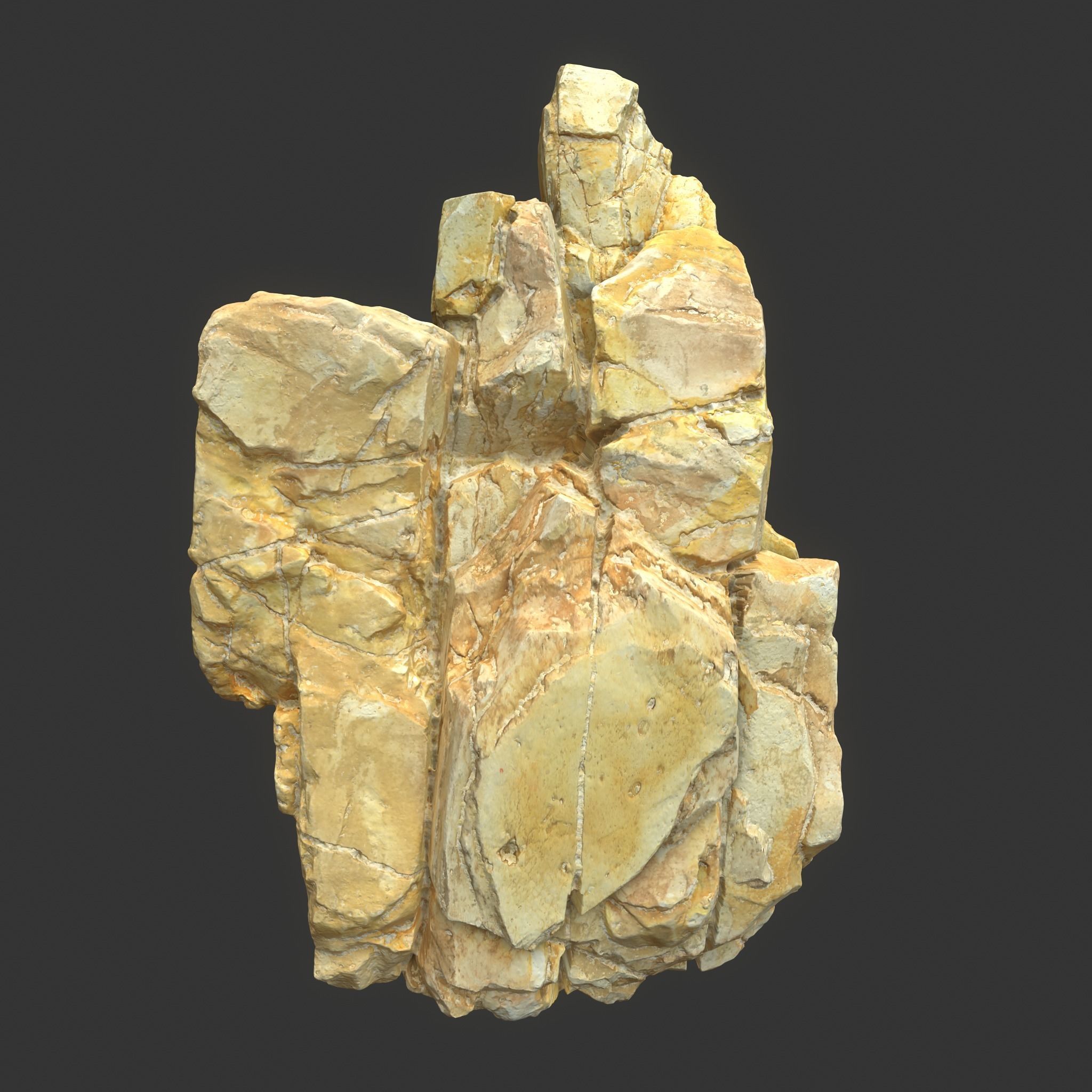 Low poly Yellow Modular Rock 230706 Low-poly 3D model_16