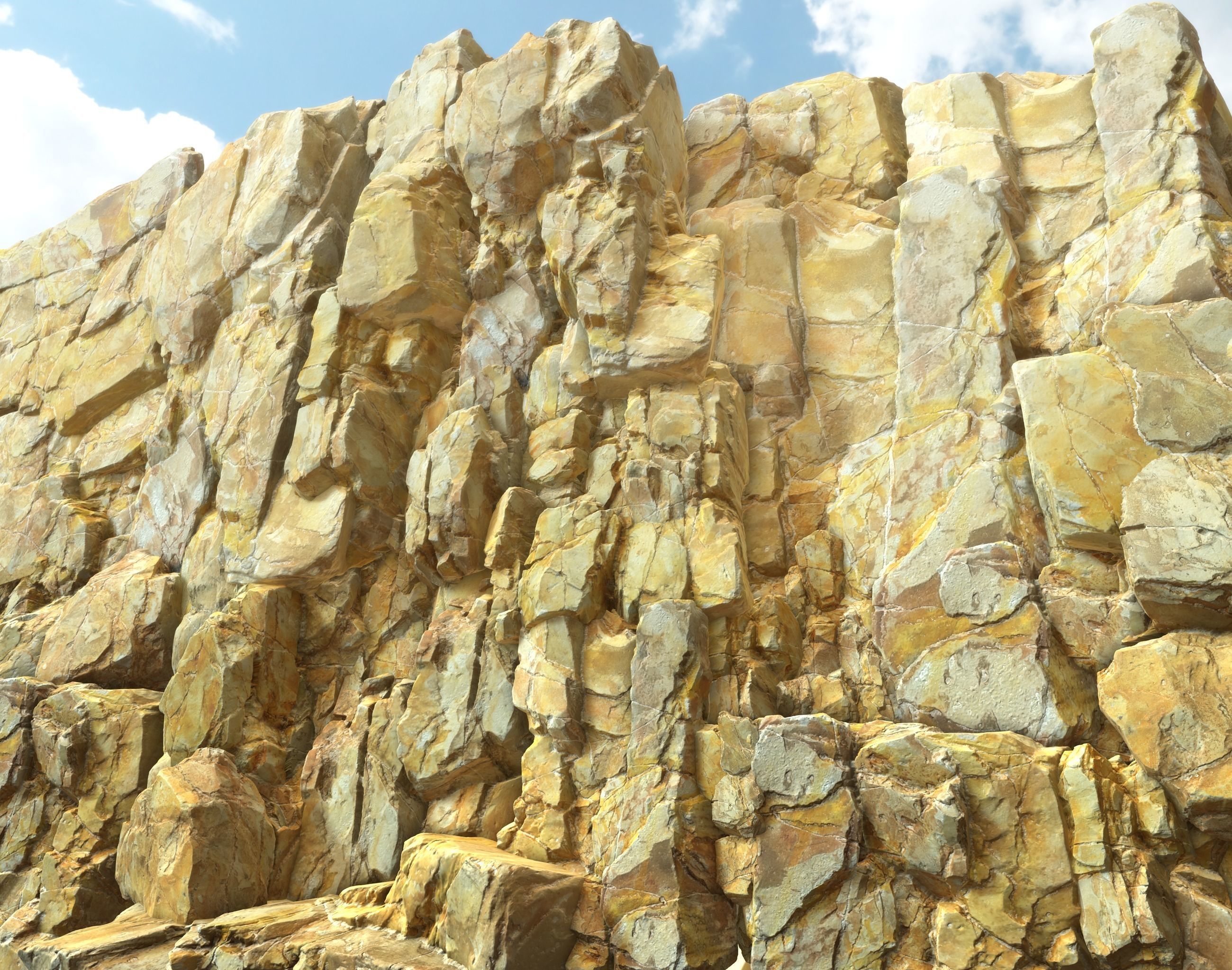Low poly Yellow Modular Rock 230706 Low-poly 3D model_1