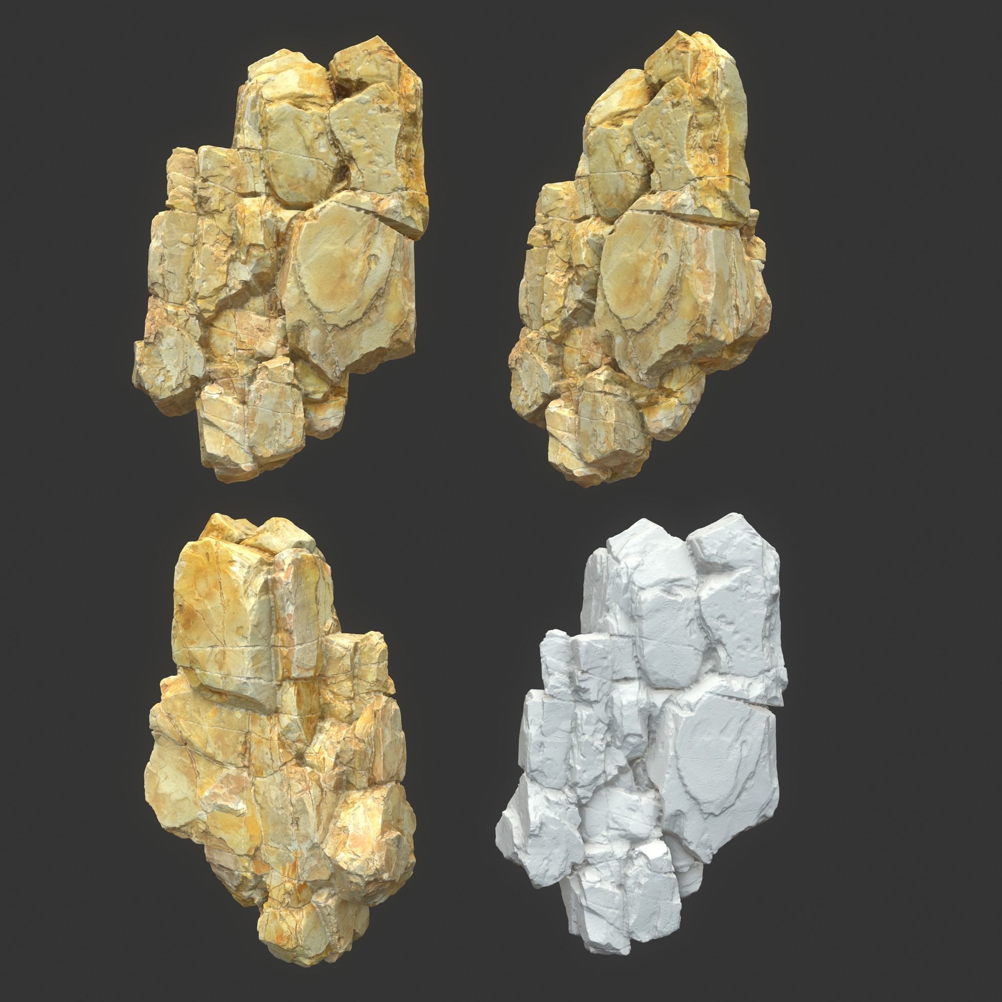 Low poly Yellow Modular Rock 230706 Low-poly 3D model_13
