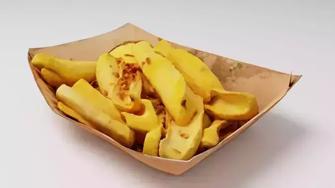 Potato dip dipping fried fry sauce with greens 3D model