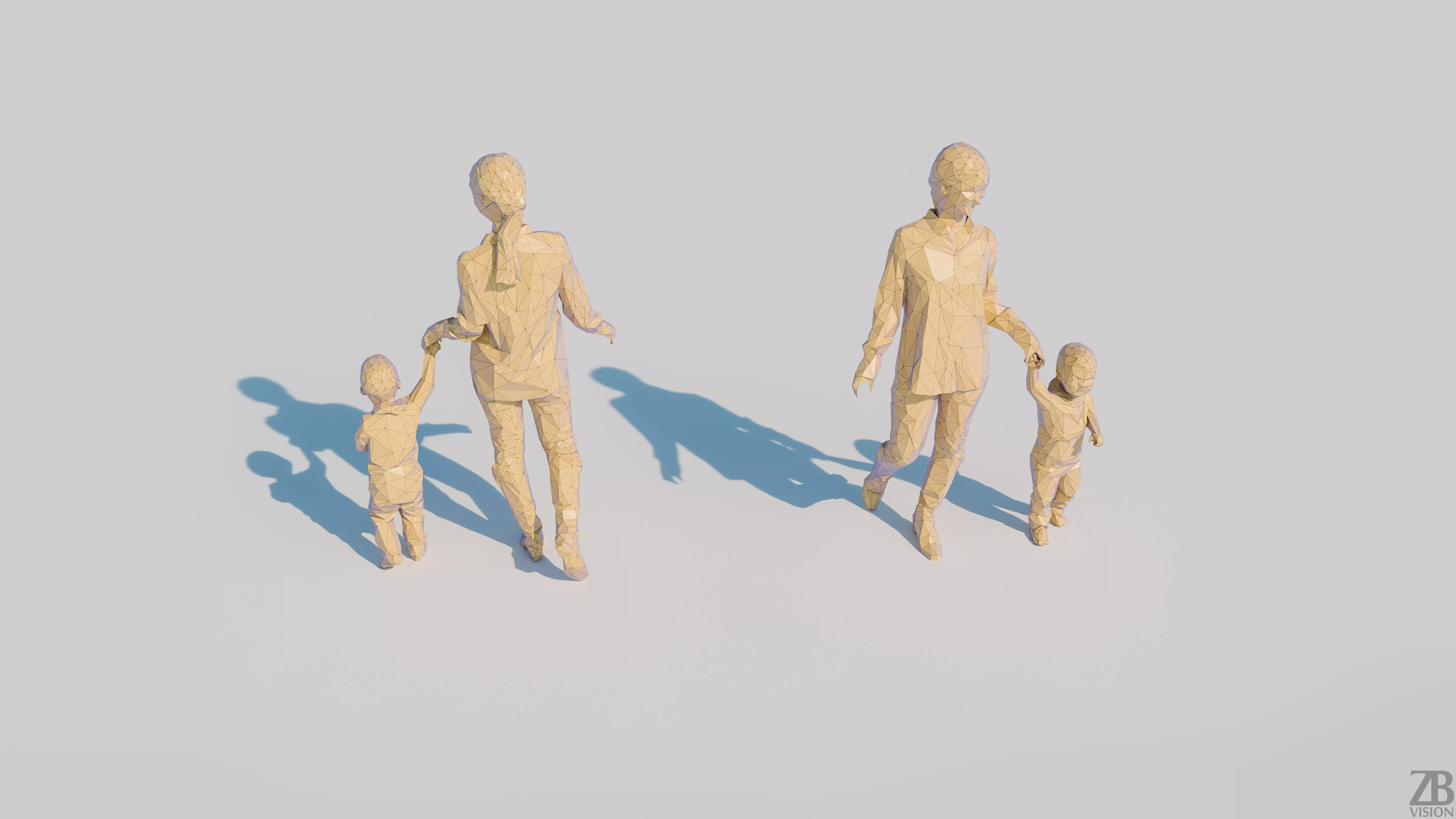 Lowpoly Family 002 3D model_0
