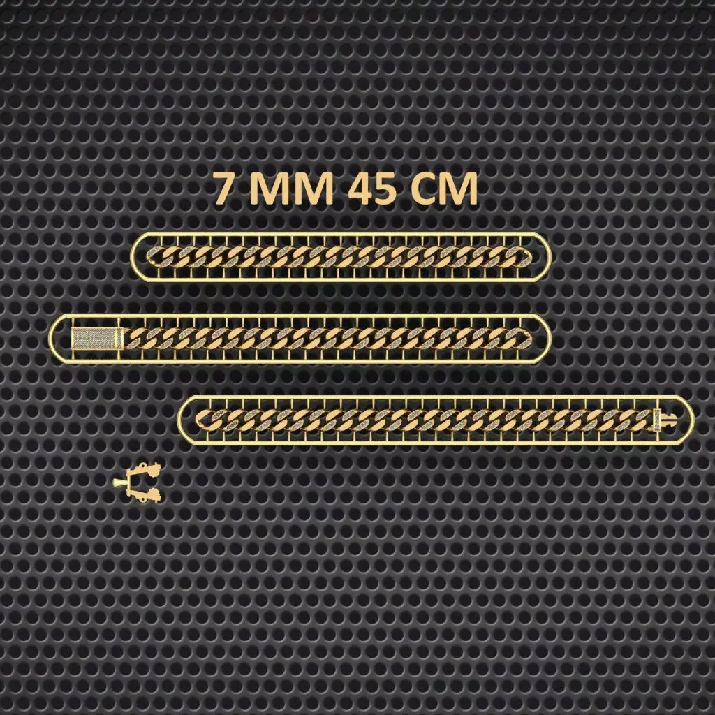 7 MM 45 CM CUBAN LINK CHAIN FOR BRACELET OR NECKLACE 3D print model_0