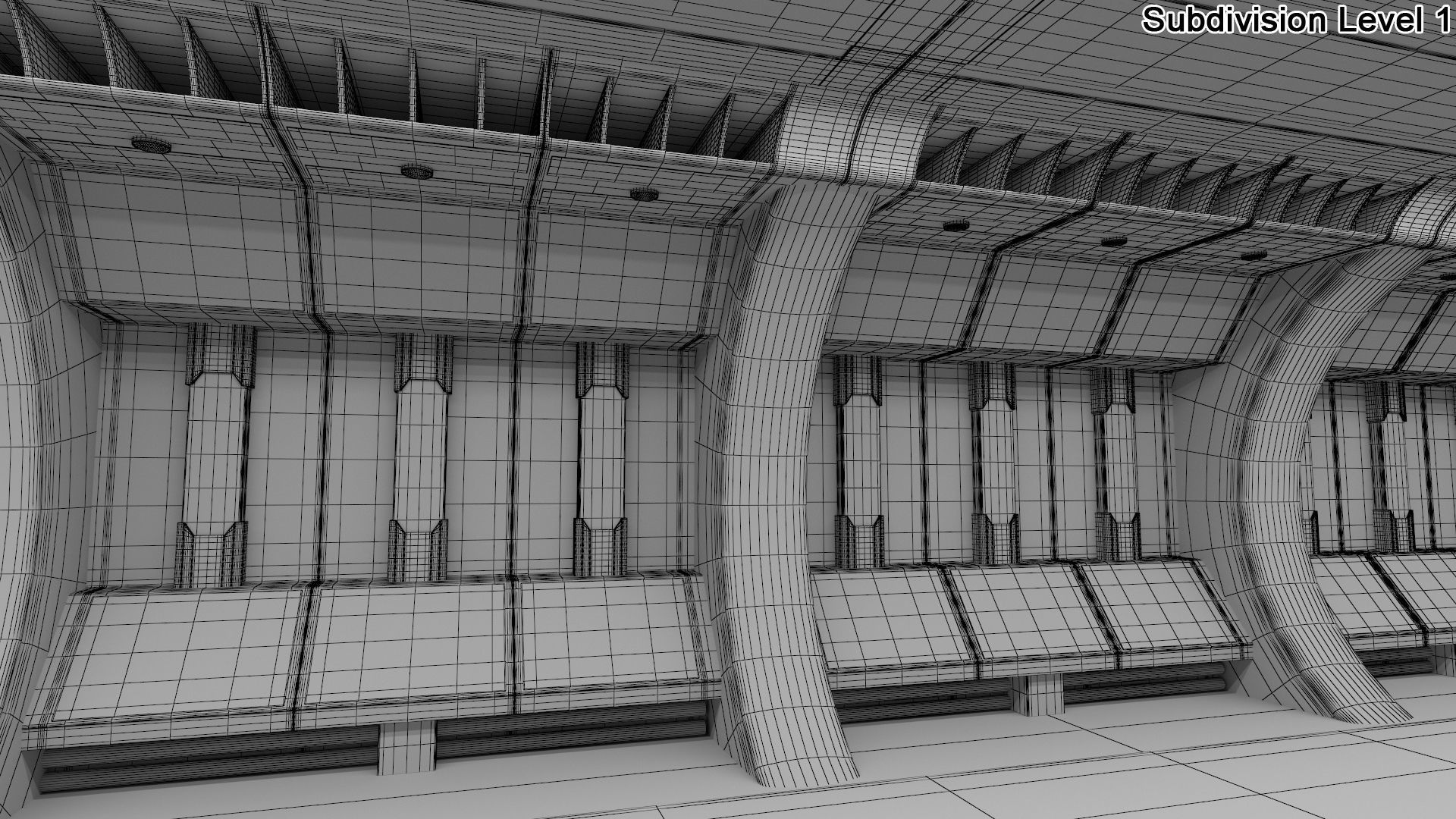 Sci-Fi Futuristic Corridor Collection 3D model_39