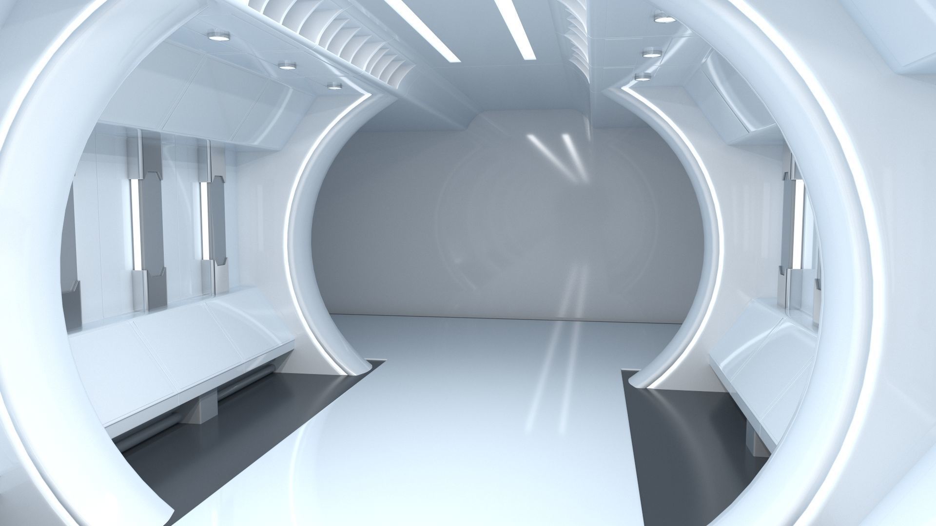 Sci-Fi Futuristic Corridor Collection 3D model_34